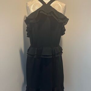 Black Ruffle Halter Dress